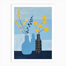 Flowers In Blue Vases 2 Art Print