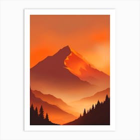 Misty Mountains Vertical Composition In Orange Tone 287 Art Print