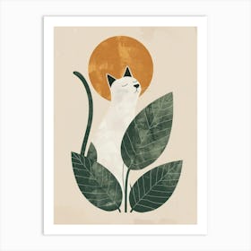 Cat With Leaves Canvas Print 1 Art Print