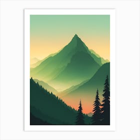 Misty Mountains Vertical Composition In Green Tone 99 Art Print