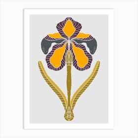 Iris Folk Art Flower Retro Style Art Print