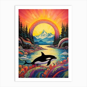Surreal Orca Whale And Forest 2 Art Print