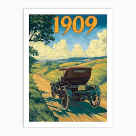 Aihrgdesign A Vintage Poster Of An Early Open Top Automobile 3 Art Print