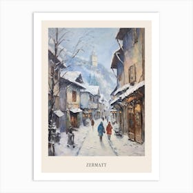 Vintage Winter Painting Poster Zermatt Switzerland 2 Art Print