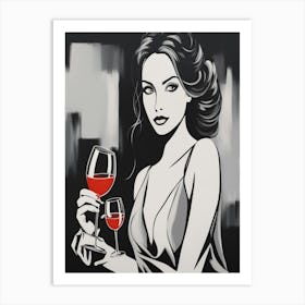 Woman With Wine Glass Art Print
