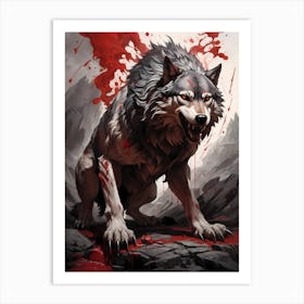 Blood Spattered, Ferocious Wolf Art Print