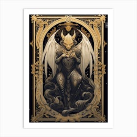  Gargoyle Tarot Card Black & Gold 2 Art Print