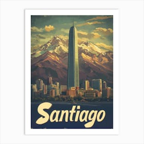 Aihrgdesign A Vintage Travel Poster Of Santiago 4 Art Print