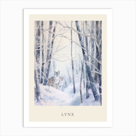 Winter Watercolour Lynx 4 Poster Art Print