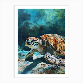 Sea Turtle On The Ocean Floor 4 Art Print