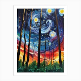 Starry Night In The Woods 1 Art Print