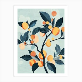 Peach Tree Flat Illustration 6 Art Print