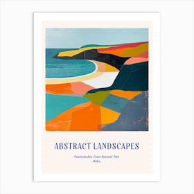 Colourful Abstract Pembrokeshire Coast National Park Wales 3 Poster Blue Art Print