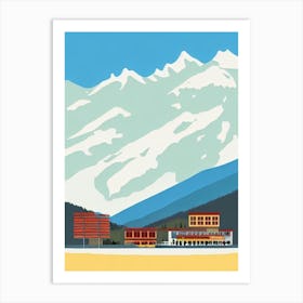 Bansko, Bulgaria Midcentury Vintage Skiing Poster Art Print