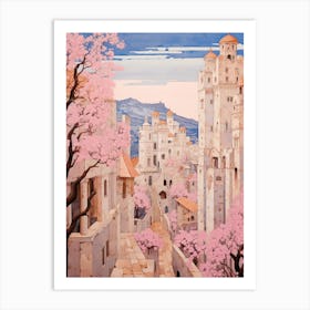 Nazareth Israel 3 Vintage Pink Travel Illustration Art Print