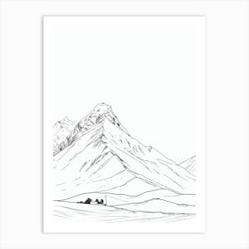Masherbrum Pakistan Line Drawing 6 Art Print