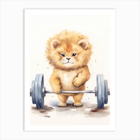 Practicing Yoga Watercolour Lion Art Painting 1 Art Print