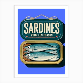 Vintage Sardines Pour Les Toasts Art Print, Blue Art Print