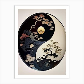 Yin and Yang Symbol 5, Japanese Ukiyo E Style Art Print