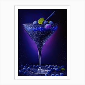 Blueberry Daiquiri Pointillism Cocktail Poster Art Print