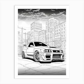 Subaru Imprezza Wrx Sti City Drawing 2 Art Print