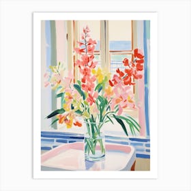 A Vase With Freesia, Flower Bouquet 1 Art Print