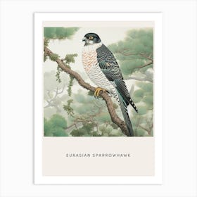 Ohara Koson Inspired Bird Painting Eurasian Sparrowhawk 3 Poster Art Print