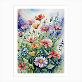 Watercolor Flowers Art Print