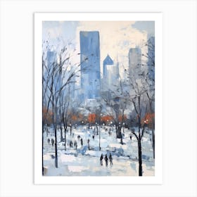 Winter City Park Painting Millennium Park Chicago 4 Art Print