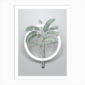 Vintage Banana Tree Minimalist Floral Geometric Circle on Soft Gray n.0417 Art Print