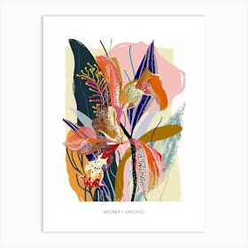 Colourful Flower Illustration Poster Monkey Orchid 1 Art Print