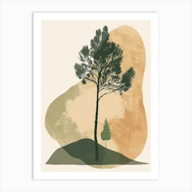 Cypress Tree Minimal Japandi Illustration 3 Art Print