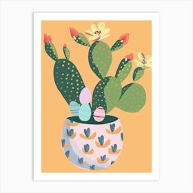 Easter Cactus Plant Minimalist Illustration 10 Art Print