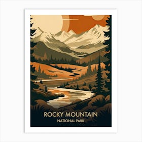 Rocky Mountain National Park Travel Poster Mid Century Style 1 Art Print