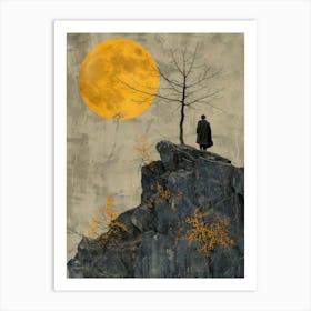 Man On A Rock Art Print