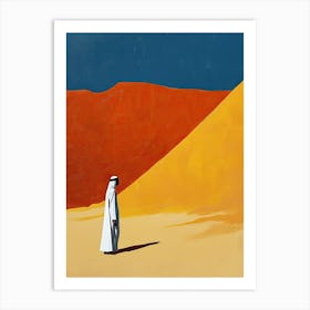 Man In The Desert, Minimalism Arabian Art Print