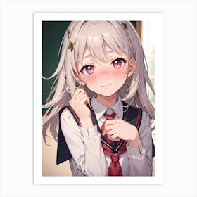 Anime Girl In School Uniform 6 Art Print