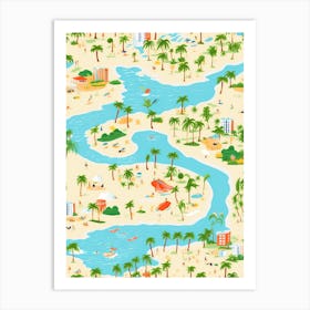 Miami Beach, Florida, California, Inspired Travel Pattern 1 Art Print