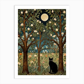 William Morris Black Cat In The Moonlight 11 Art Print