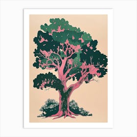 Yew Tree Colourful Illustration 3 Art Print
