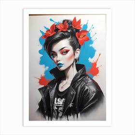 Girl With Flowers 14 Art Print