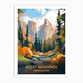 Rocky Mountain National Park Travel Poster Illustration Style 3 Art Print