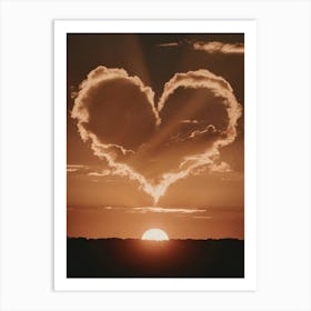 Heart Shaped Clouds At Sunset Art Print