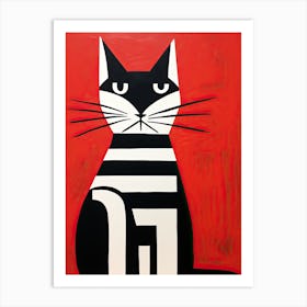 Abstracted Cat-titude: Minimalist Cubism in Feline Art Art Print