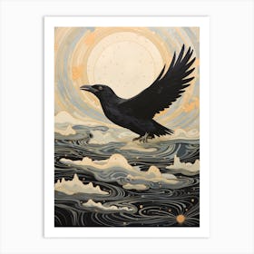 Crow 2 Gold Detail Painting Art Print