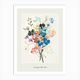 Forget Me Not 3 Collage Flower Bouquet Poster Art Print