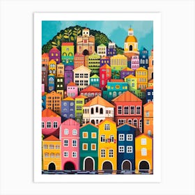Kitsch Colourful Rio De Janeiro Cityscape 4 Art Print