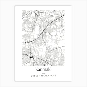 Kanmaki,Japan Minimalist Map Art Print