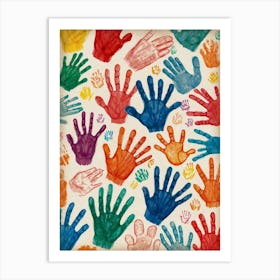 Handprints On Paper Art Print