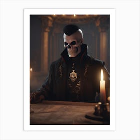 Skull Mohawk Priest Art Print